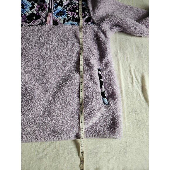 Vera Bradley Plum Pansies Lavender Teddy Fleece 1/4 Zip Pullover Sz Large - Picture 11 of 13
